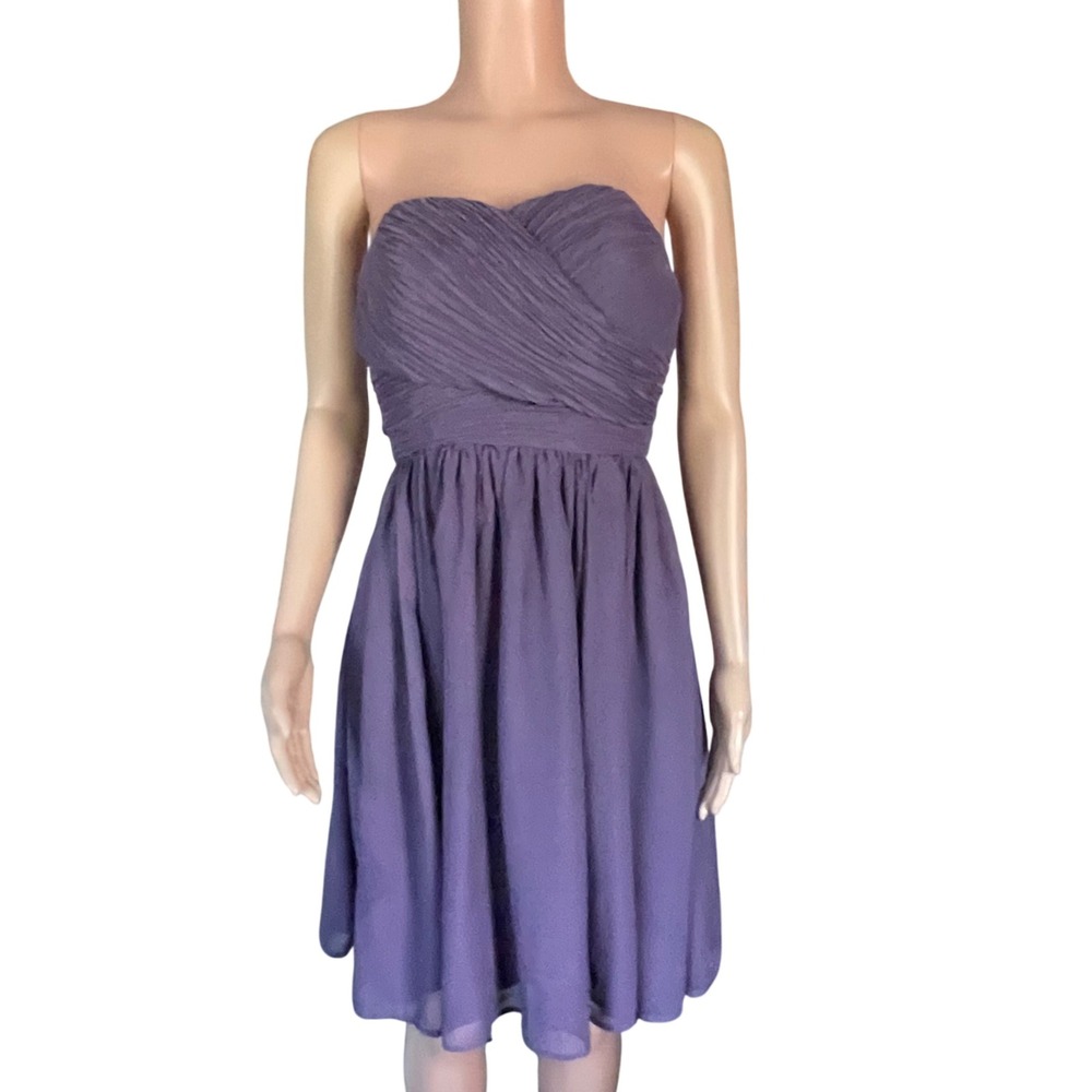 Tevolio Women's 6 Purple Strapless Pleated Chiffon Dress – HOCO Party Wedding‎